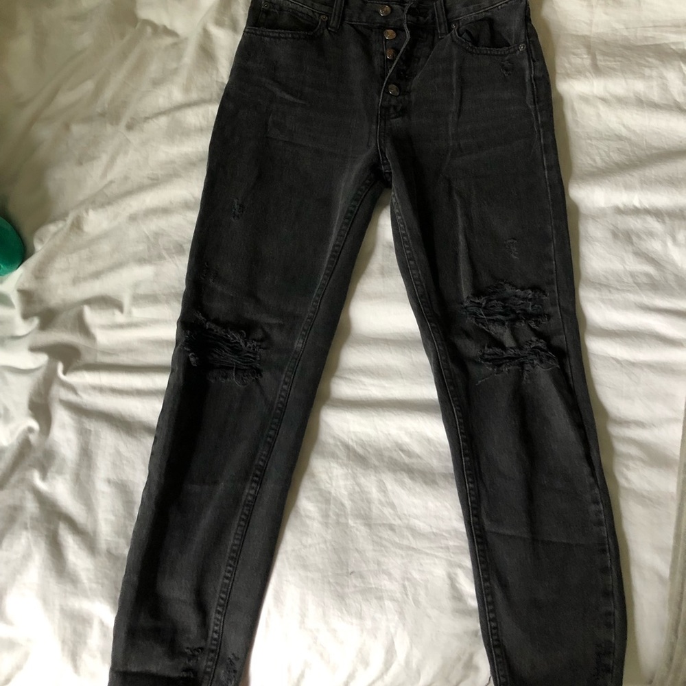black straight leg high waisted free people jeans